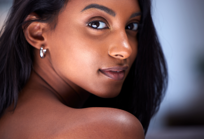 woman smelling beauty care